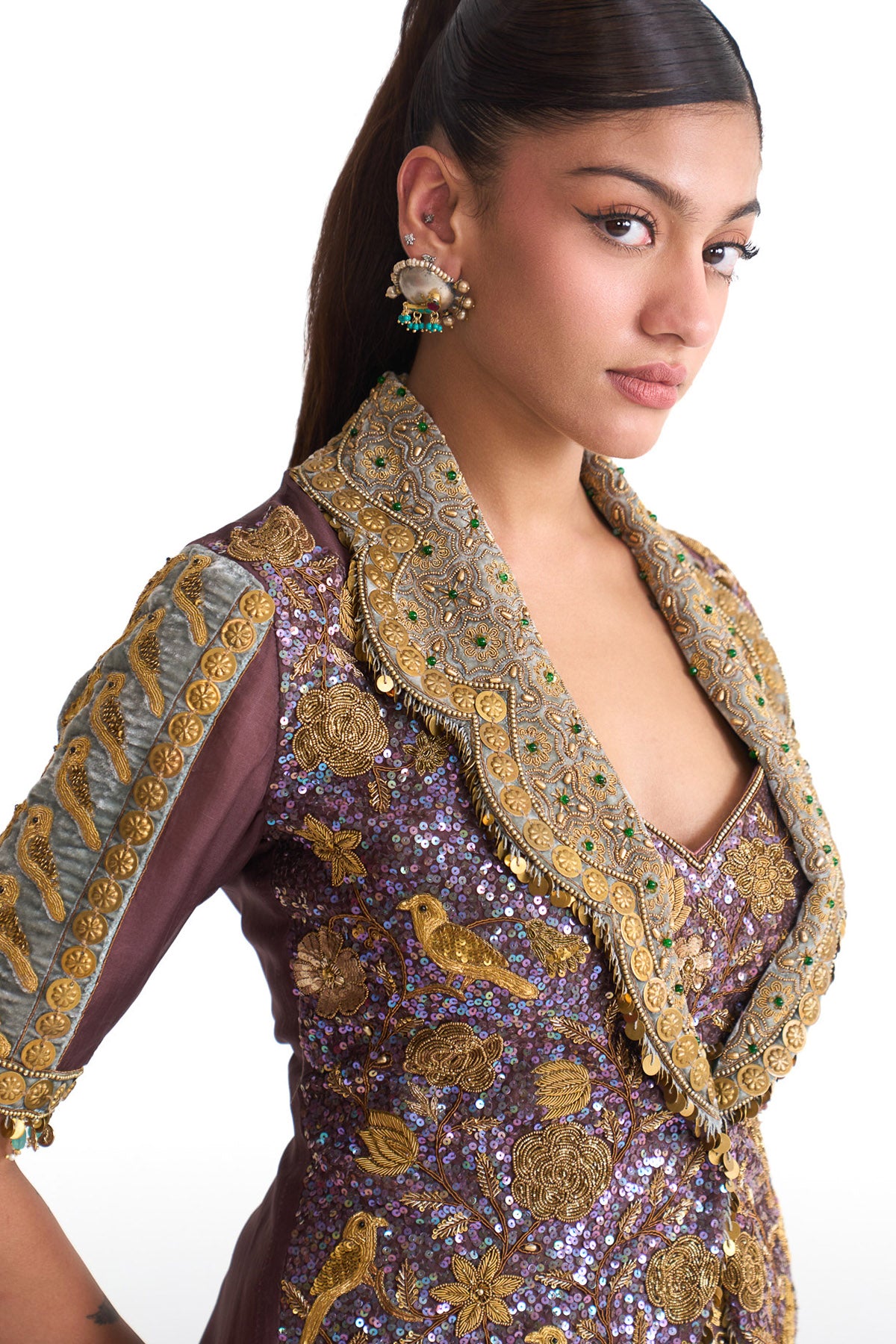 Golden story scallop jacket set