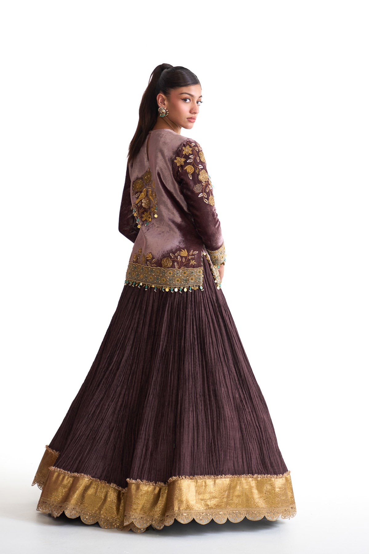Golden story short kurta lehenga set