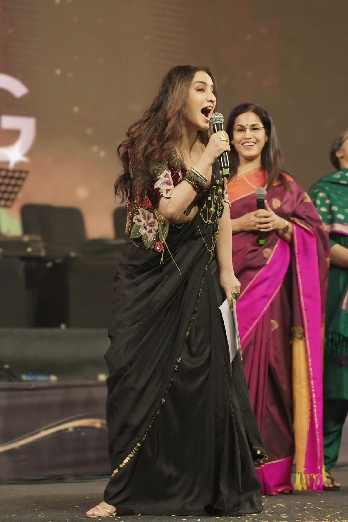 Tisca chopra In Vintage lily drape saree