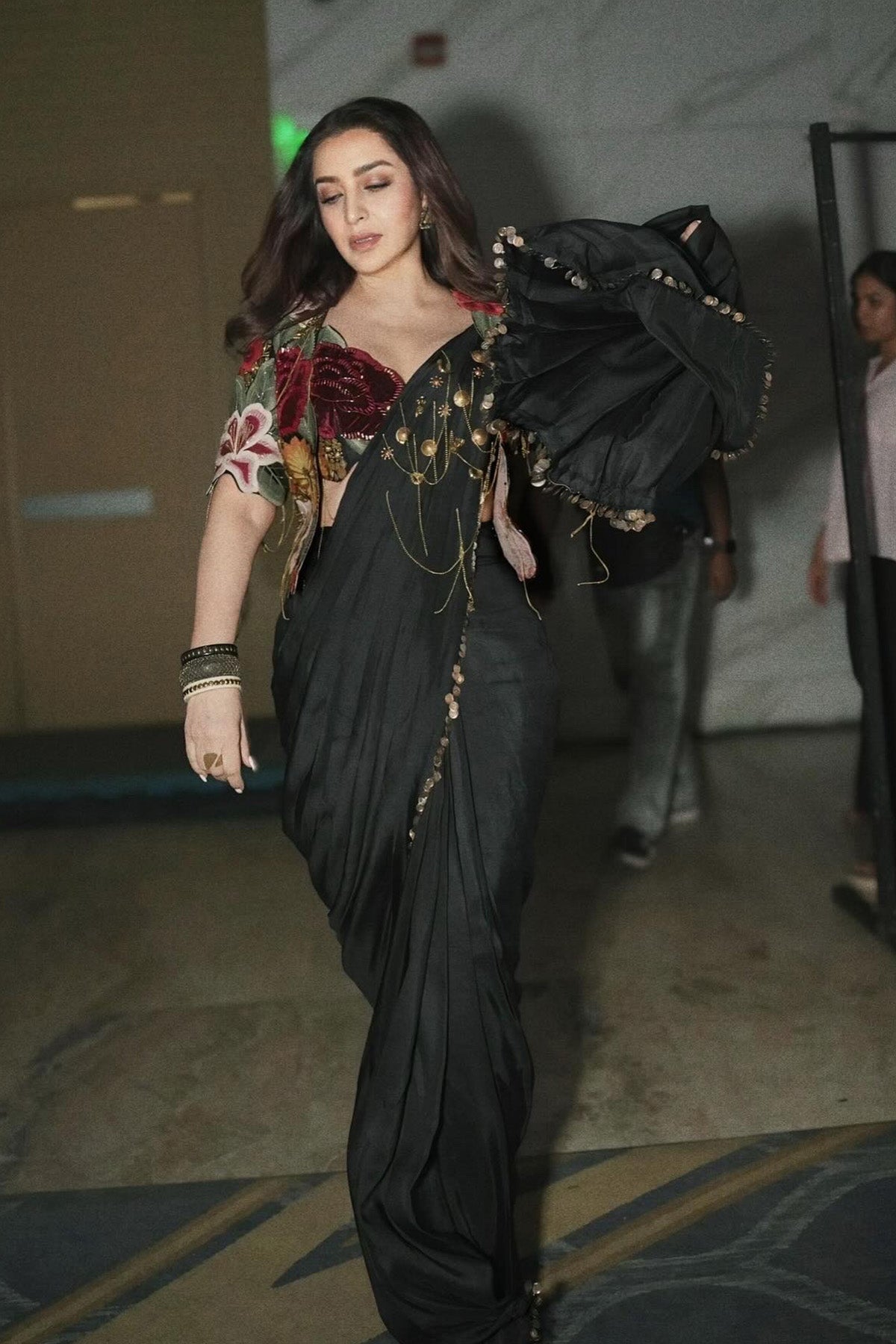 Tisca chopra In Vintage lily drape saree