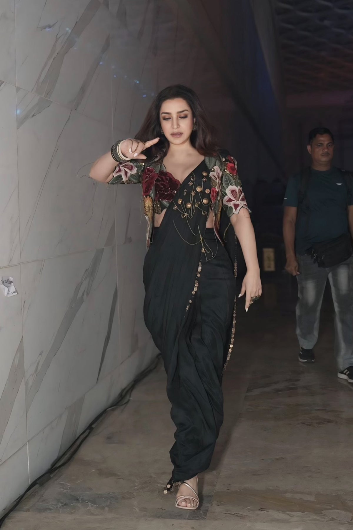 Tisca chopra In Vintage lily drape saree