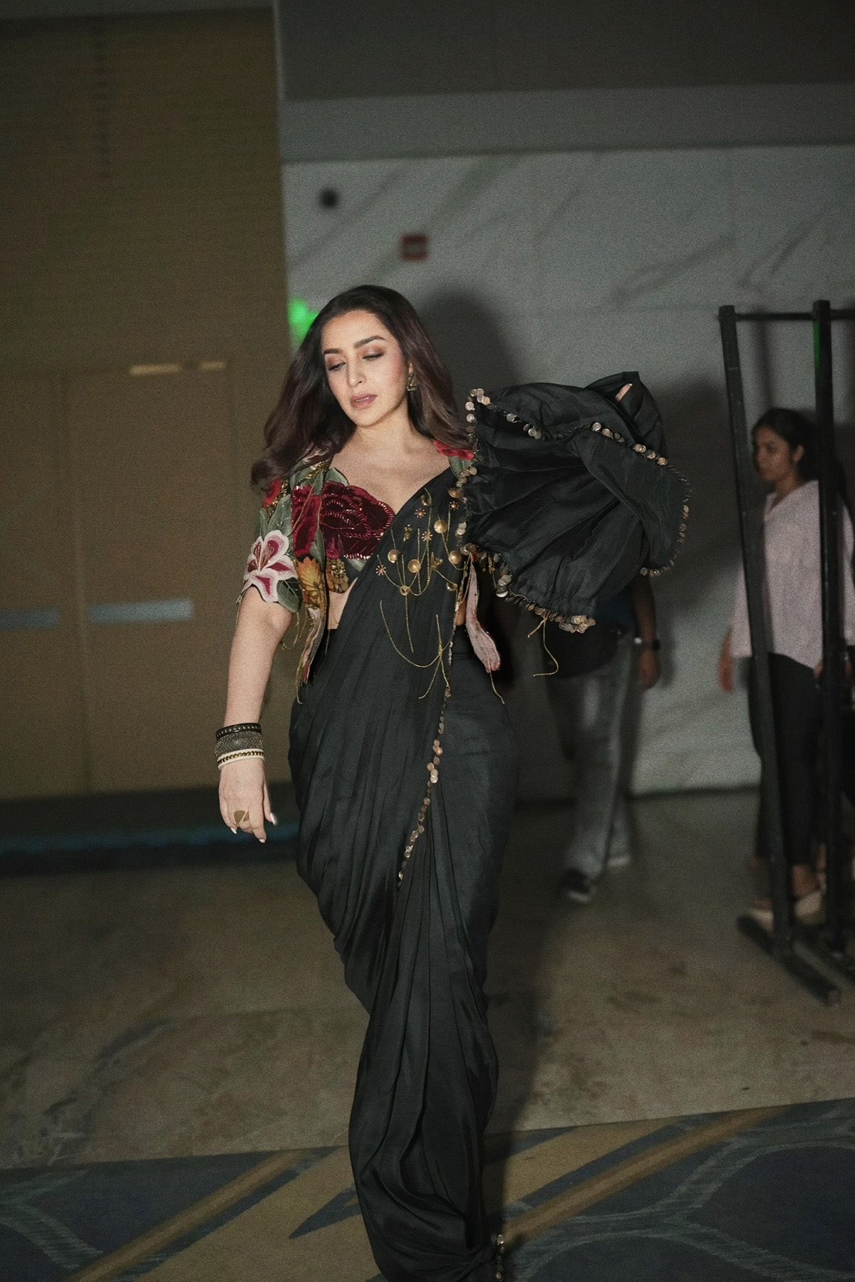Tisca chopra In Vintage lily drape saree