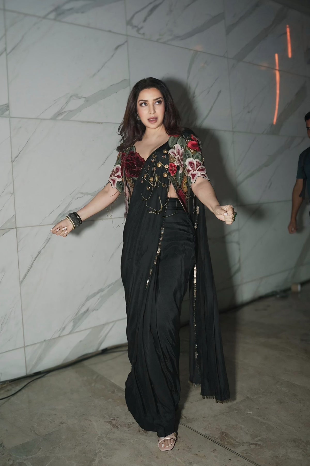 Tisca chopra In Vintage lily drape saree