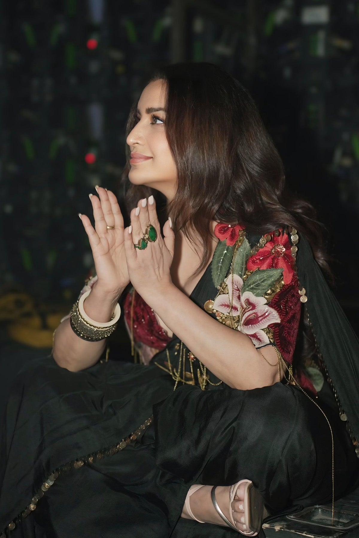 Tisca chopra In Vintage lily drape saree