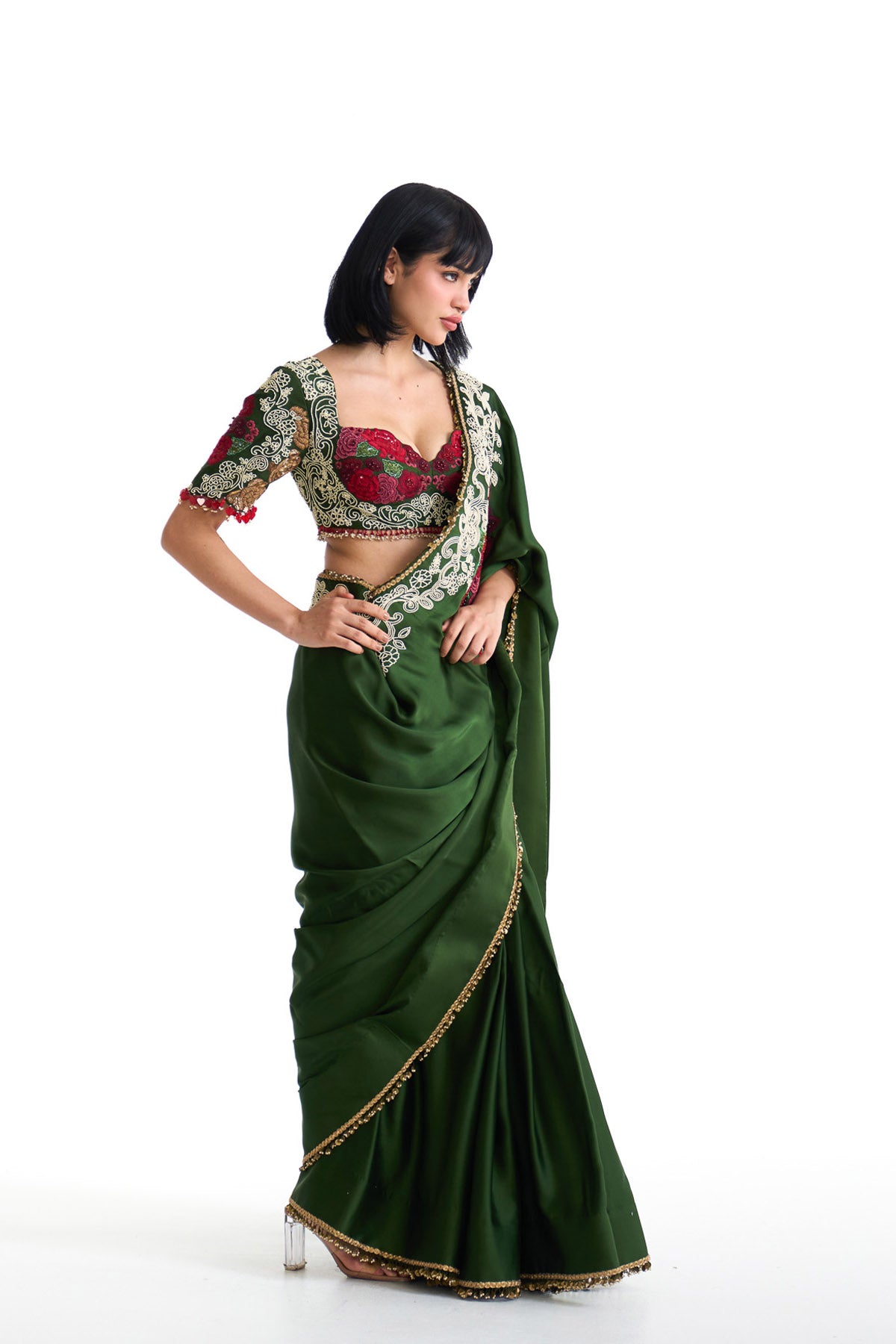 Jade open saree