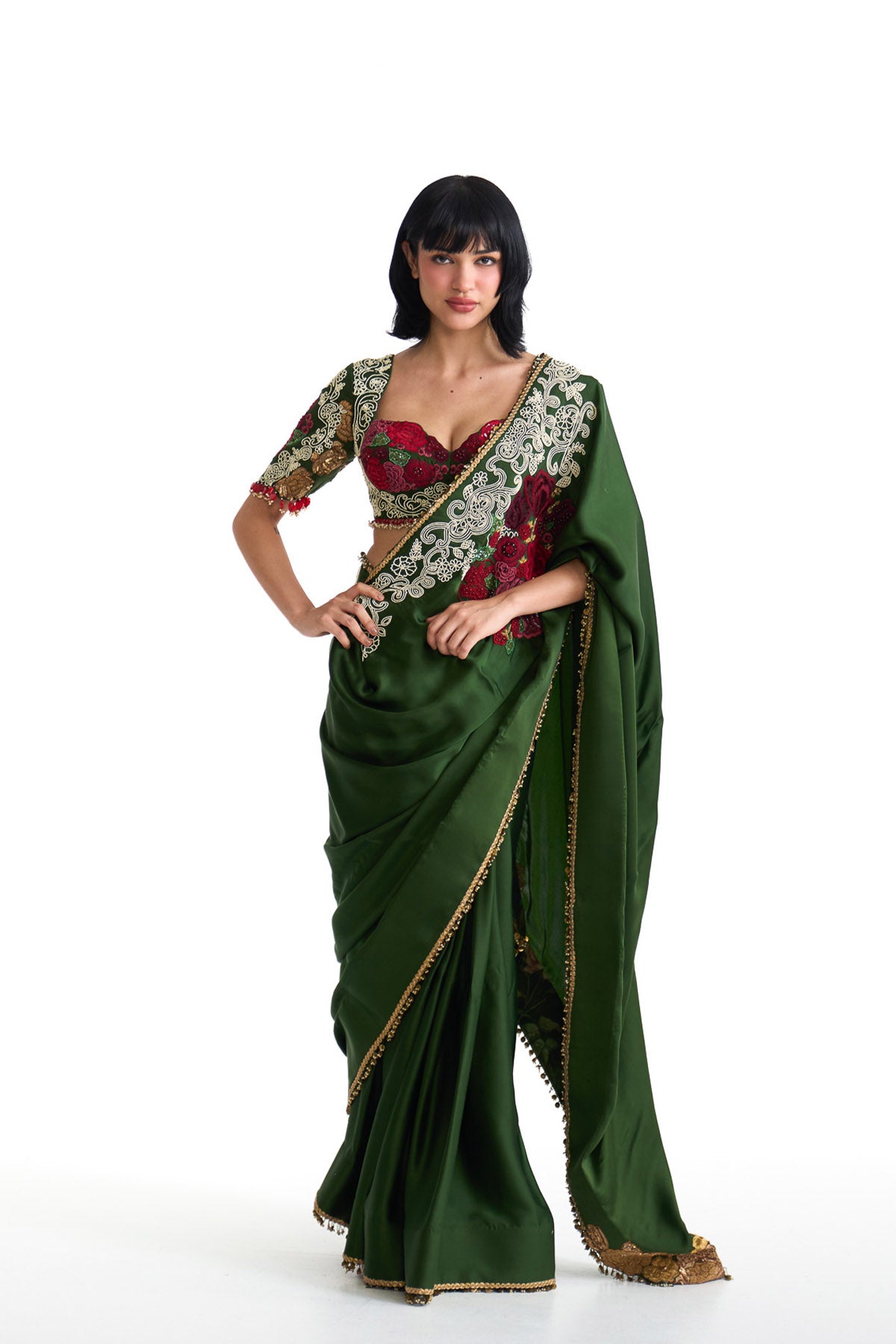 Jade open saree
