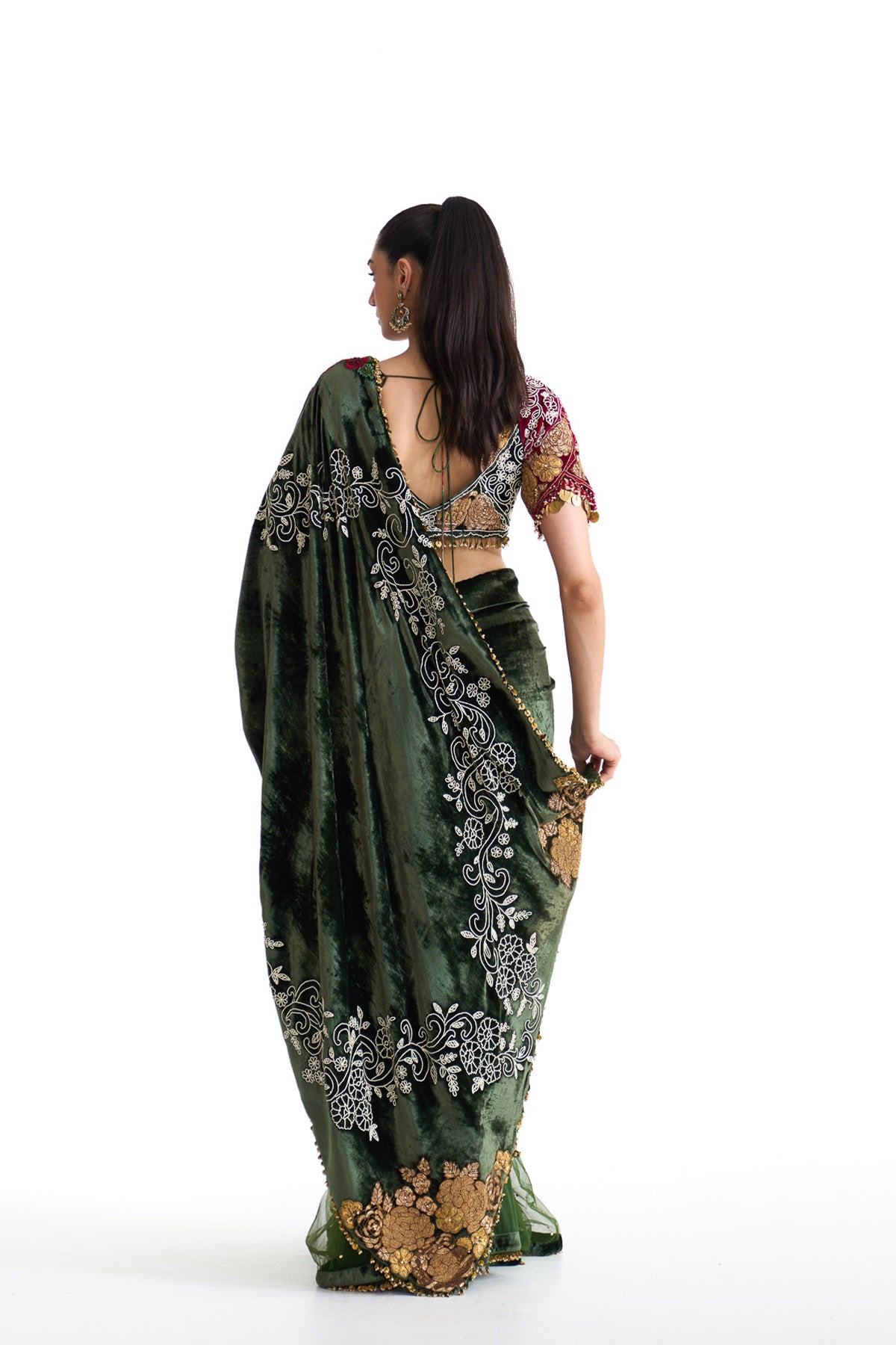 Jade lehenga saree set