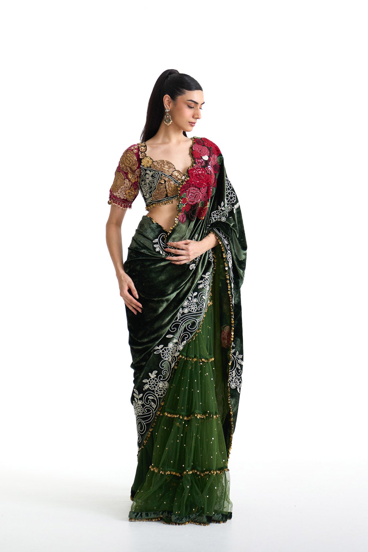 Jade lehenga saree set