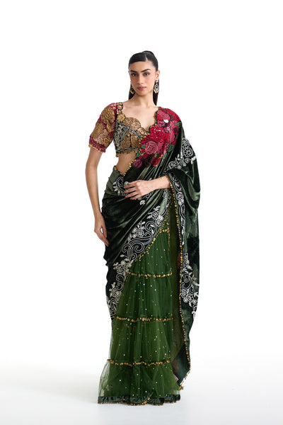 Jade lehenga saree set