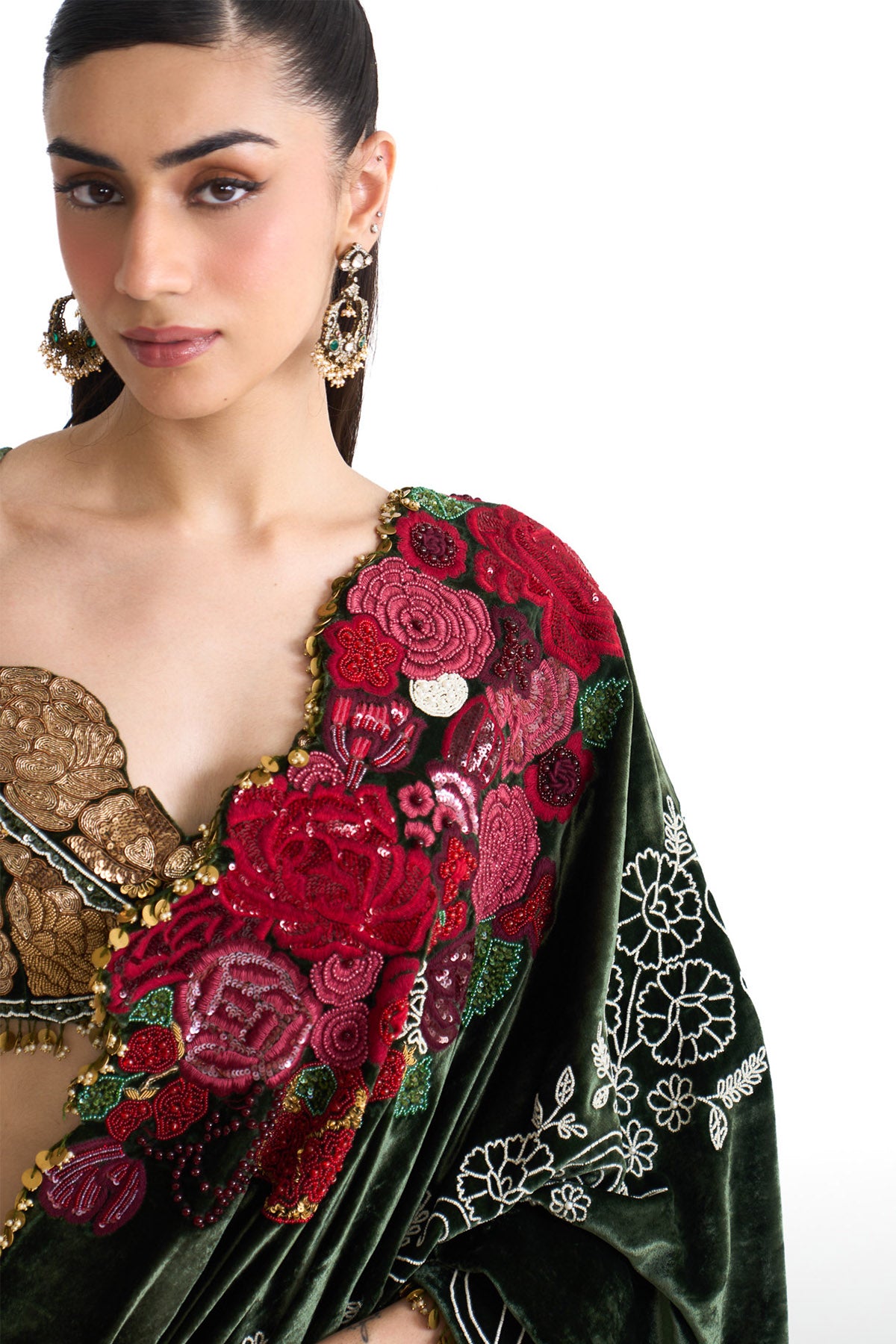 Jade lehenga saree set