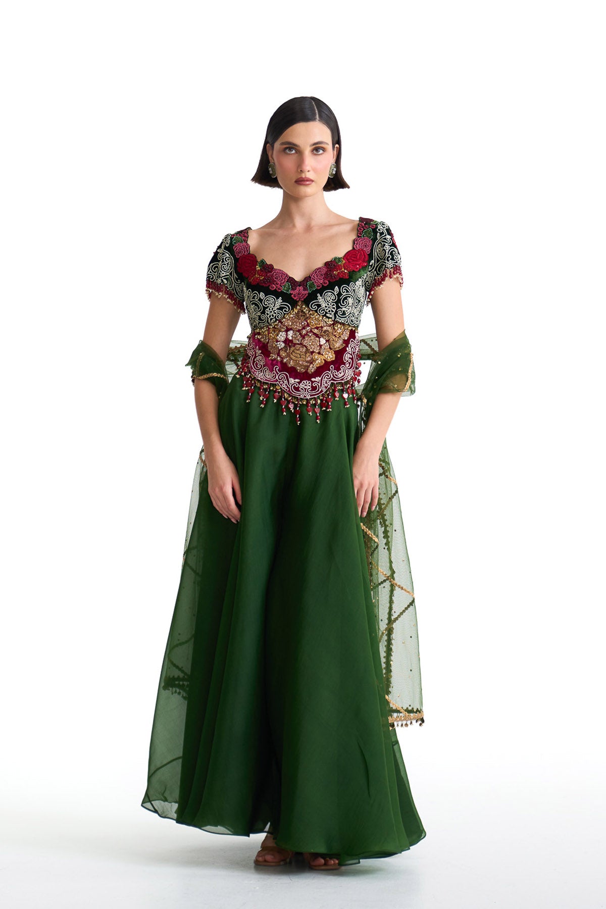 Jade gusset top & sharara set