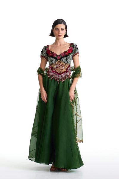 Jade gusset top & sharara set
