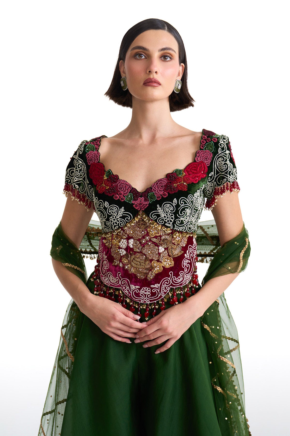 Jade gusset top & sharara set