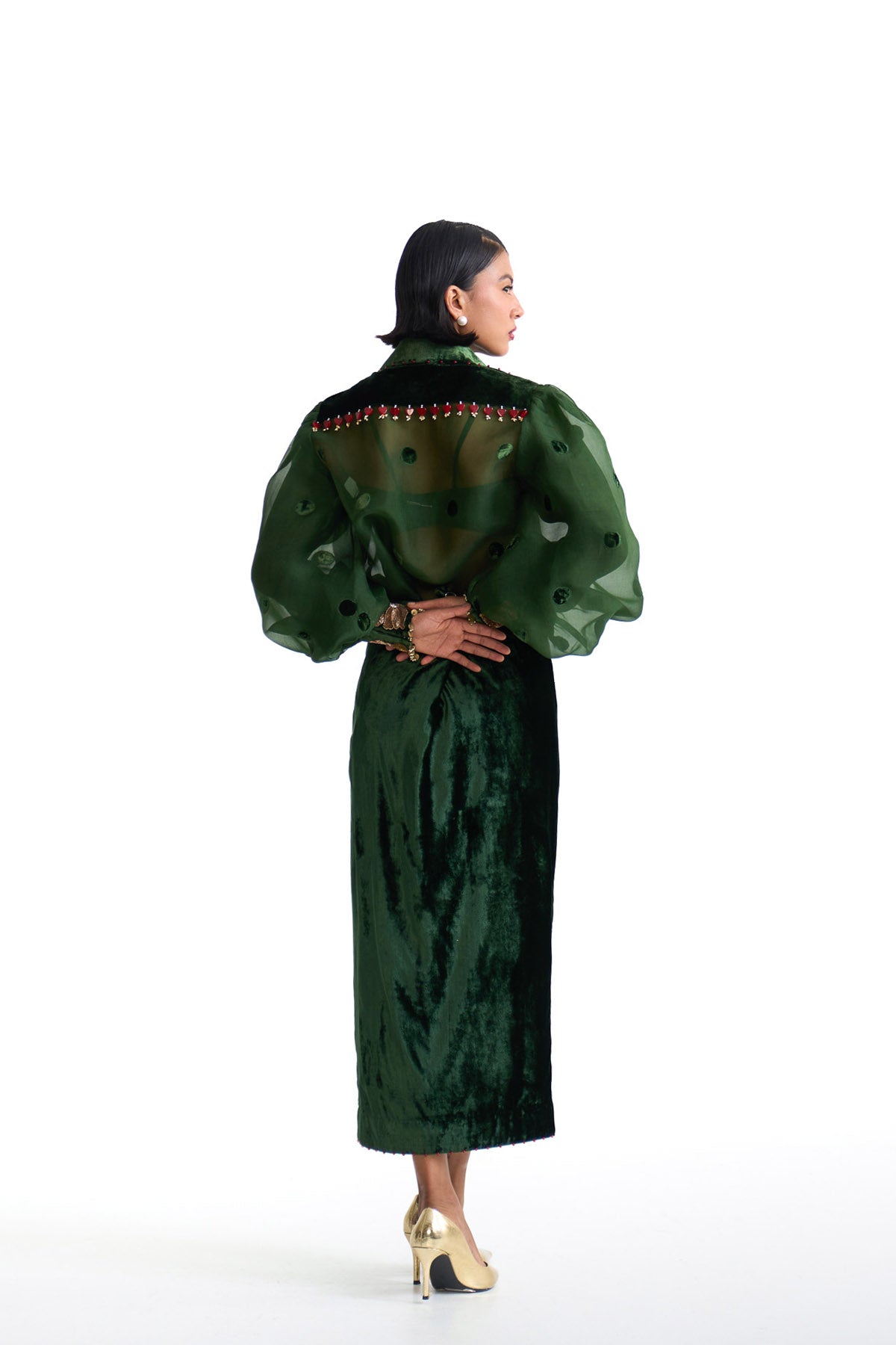 Jade polka shirt & skirt set