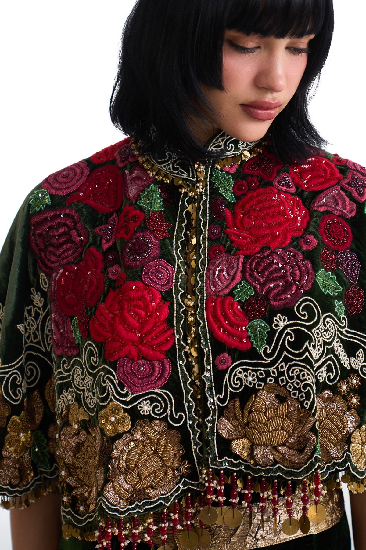 Jade fishcut cape & lehenga set