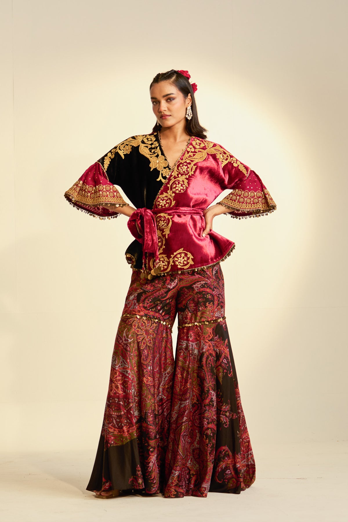 Wrap jacket garara set