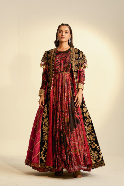 Jamawar Long jacket anarkali set