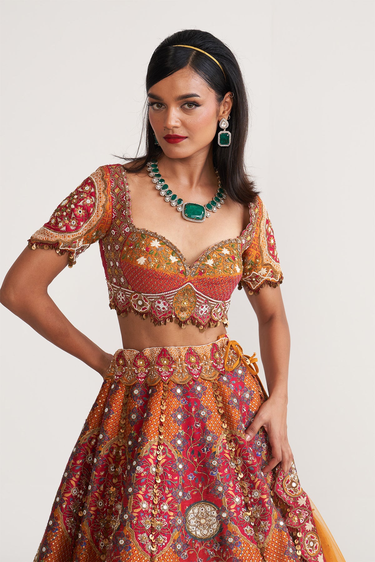 Mustard inlay lehenga