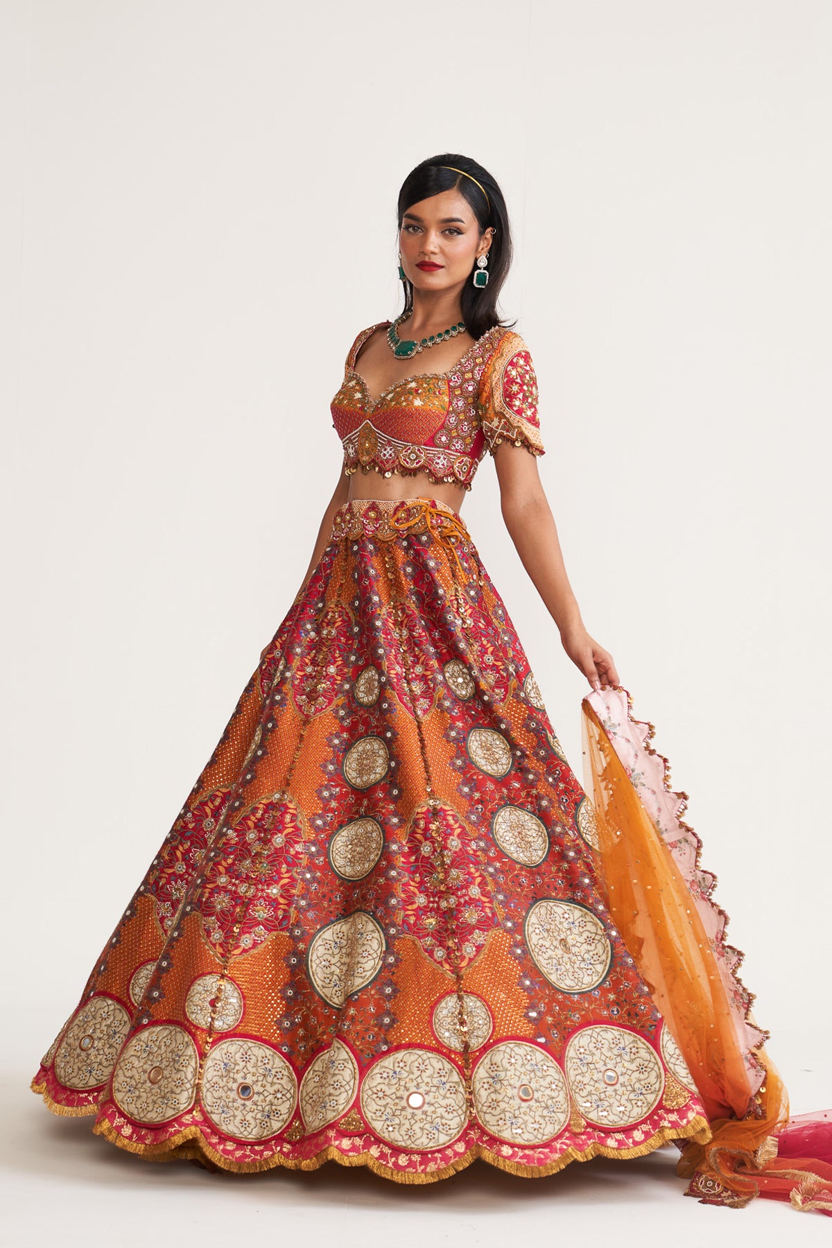 Mustard inlay lehenga