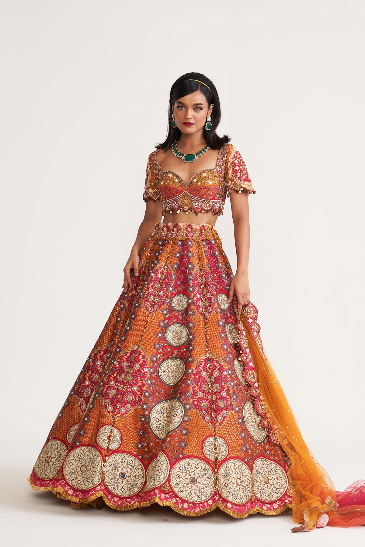 Mustard inlay lehenga