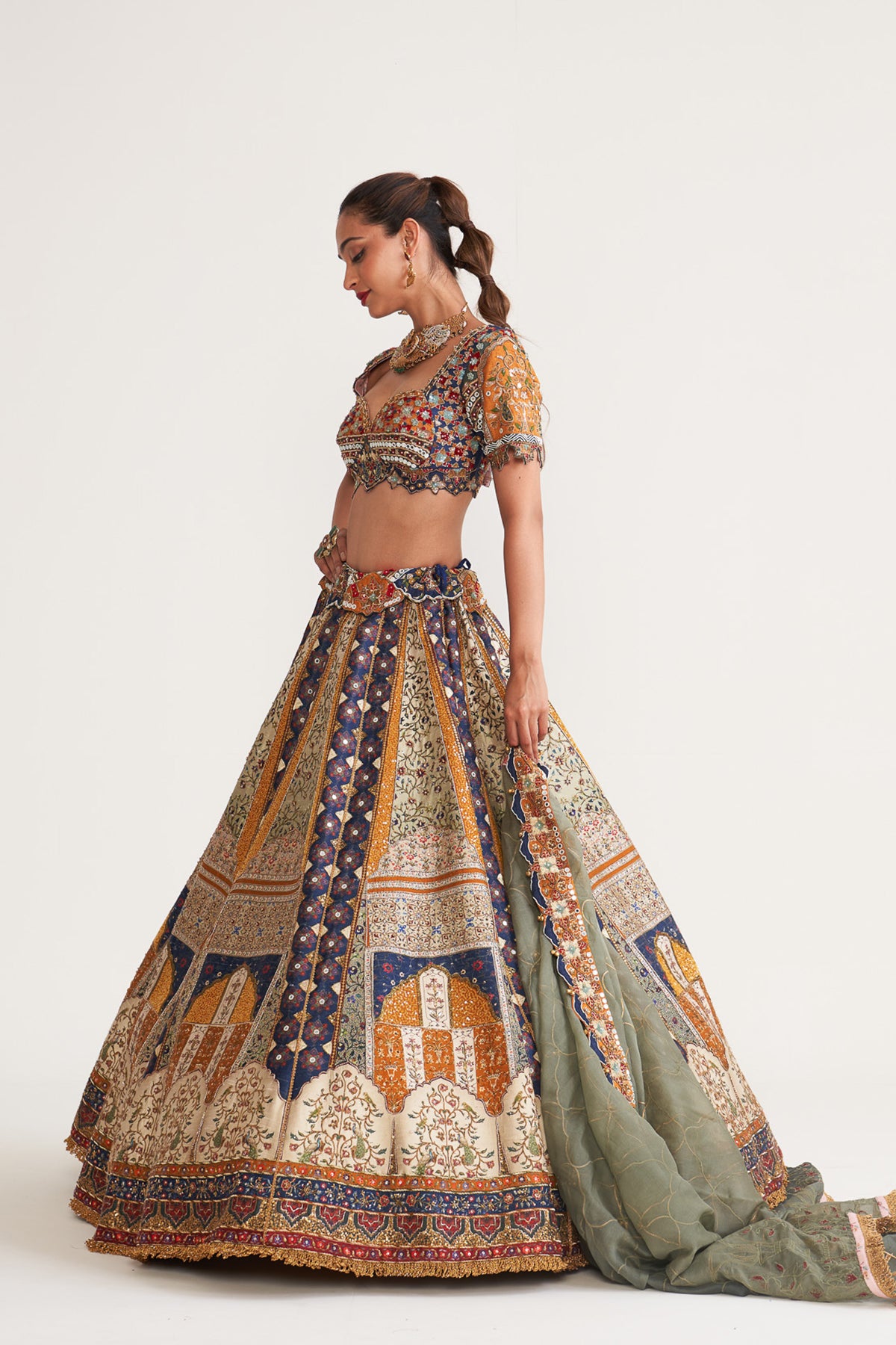 Blue inlay lehenga