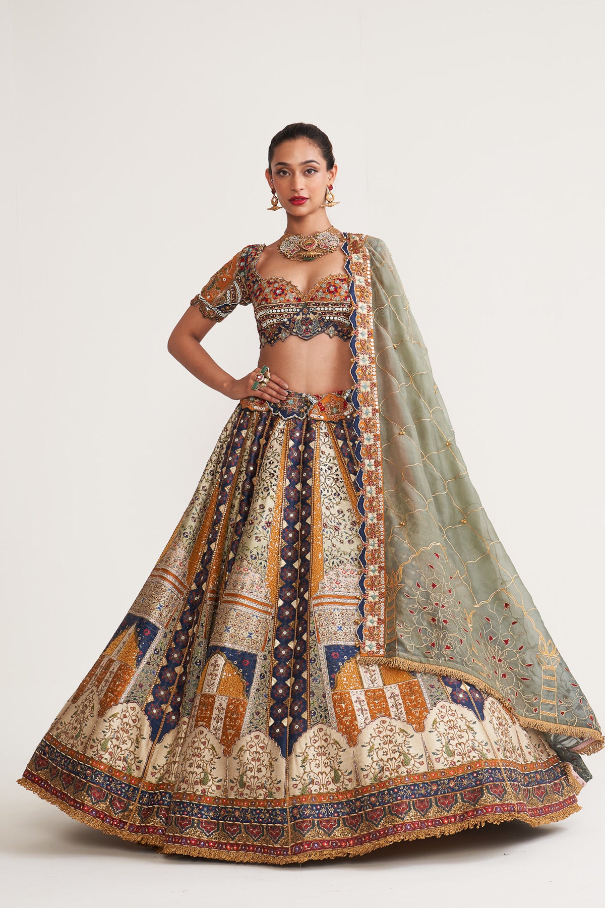 Blue inlay lehenga