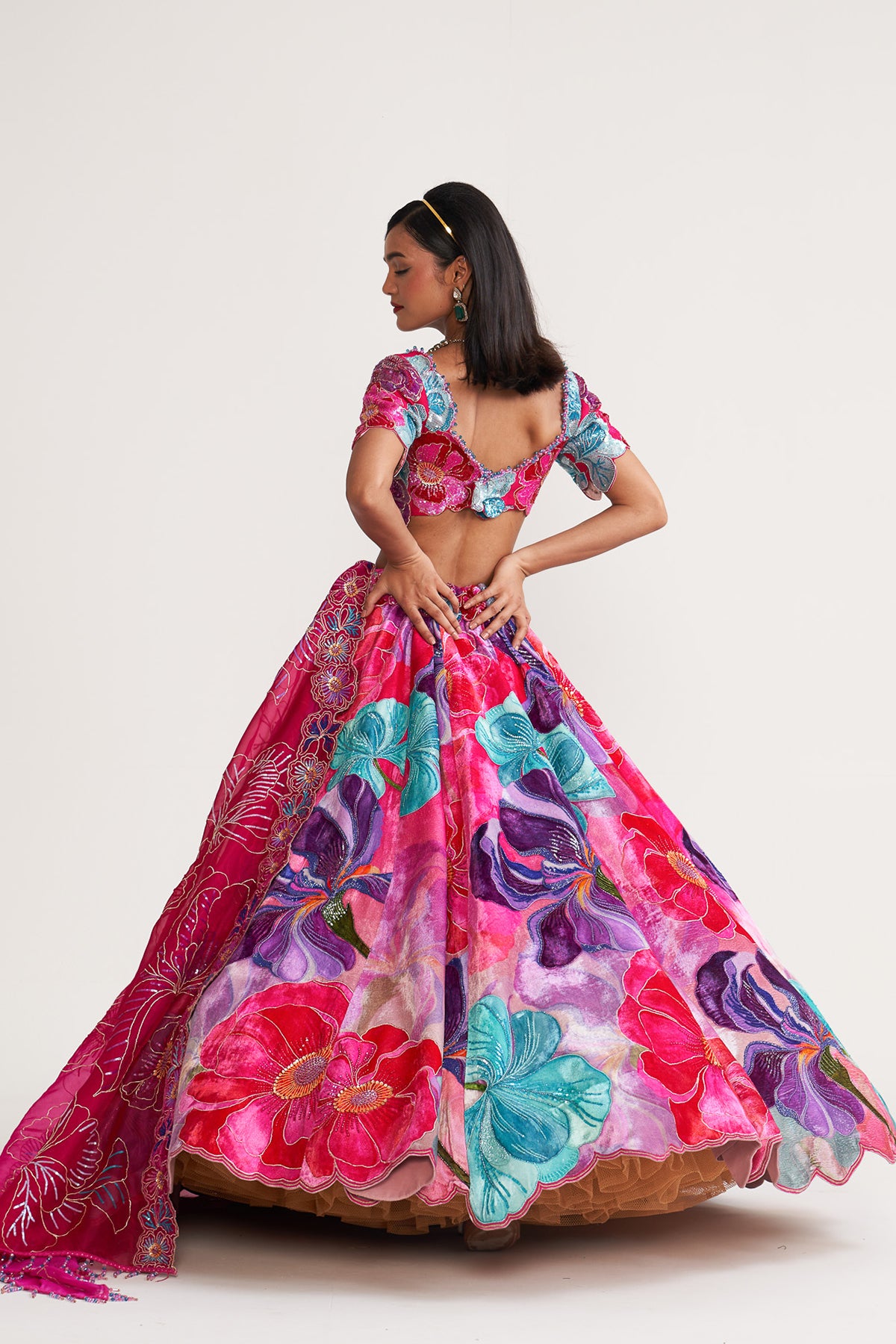 Multicolor bold floral lehenga