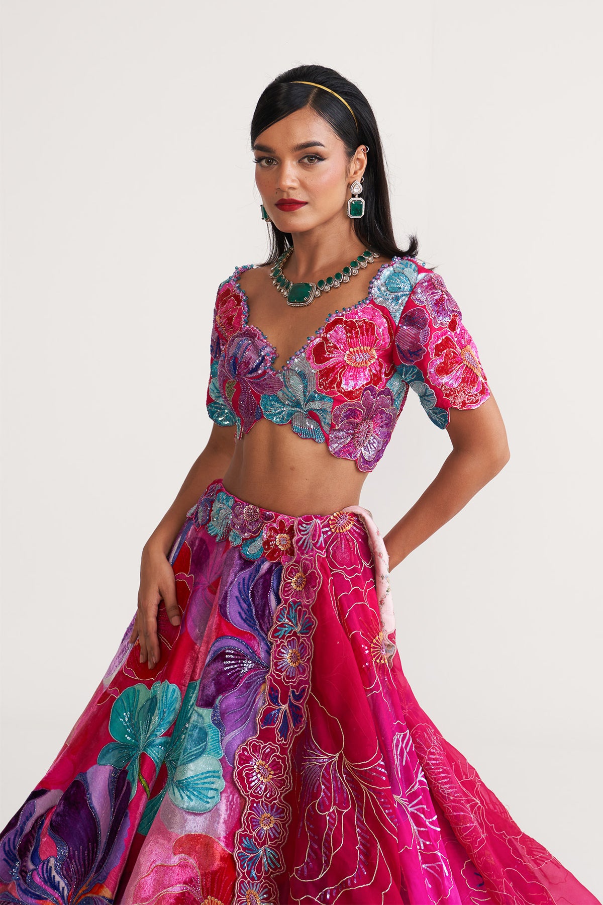 Multicolor bold floral lehenga