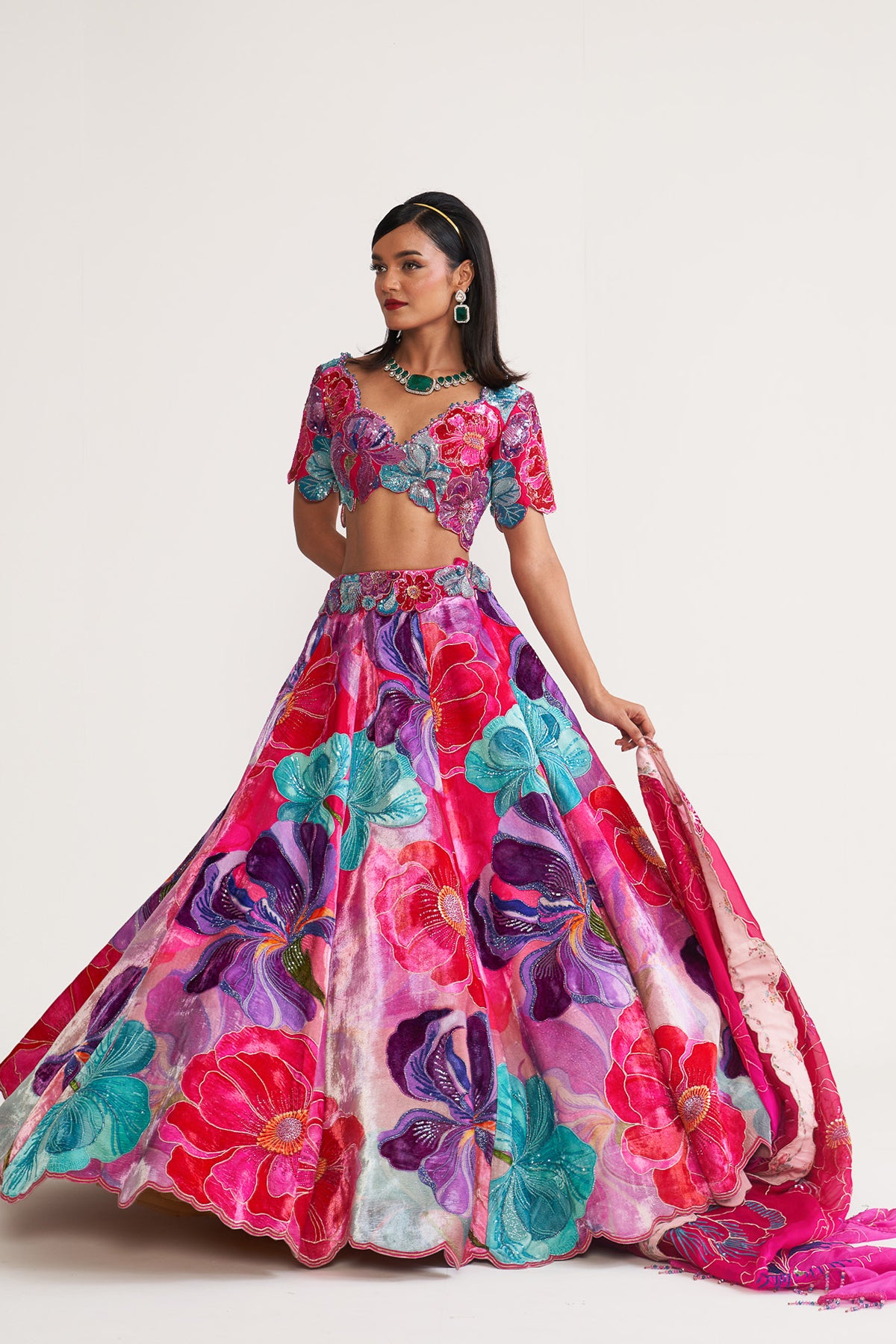 Multicolor bold floral lehenga