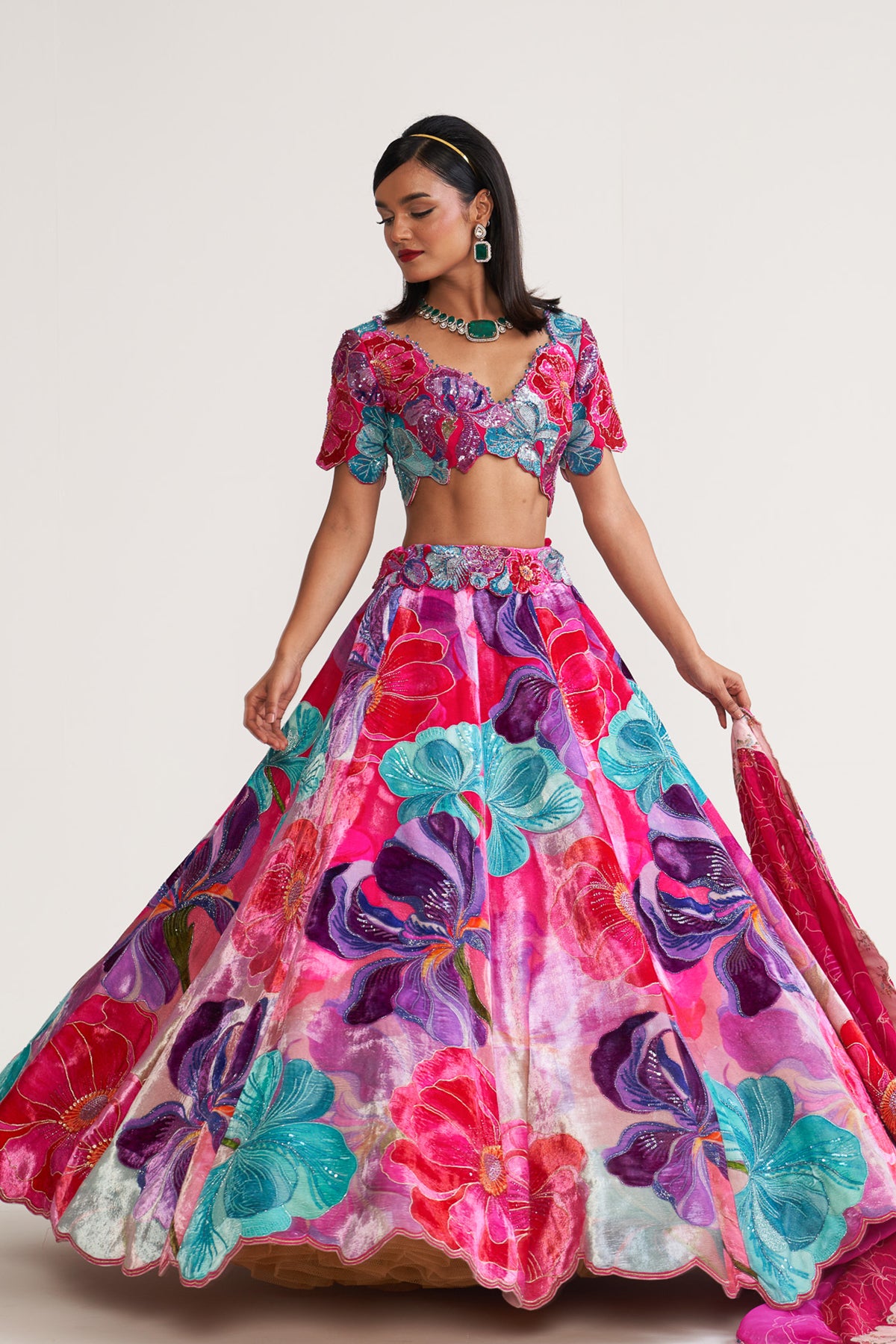 Multicolor bold floral lehenga