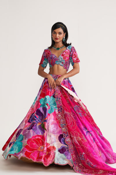 Multicolor bold floral lehenga