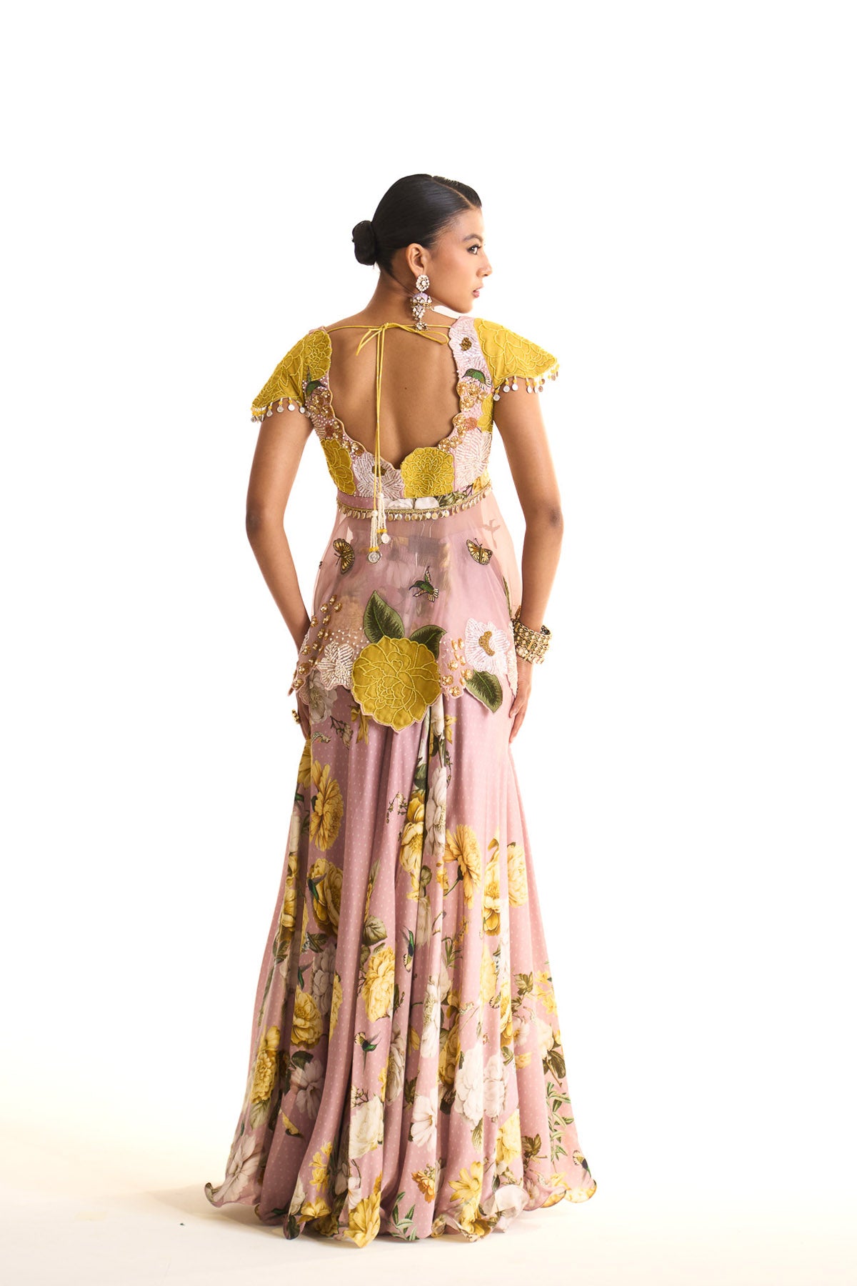 Marigold butterfly garden peplum & sharara set