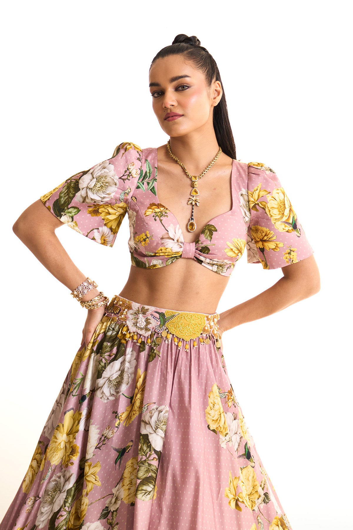 marigold drape & lehenga set