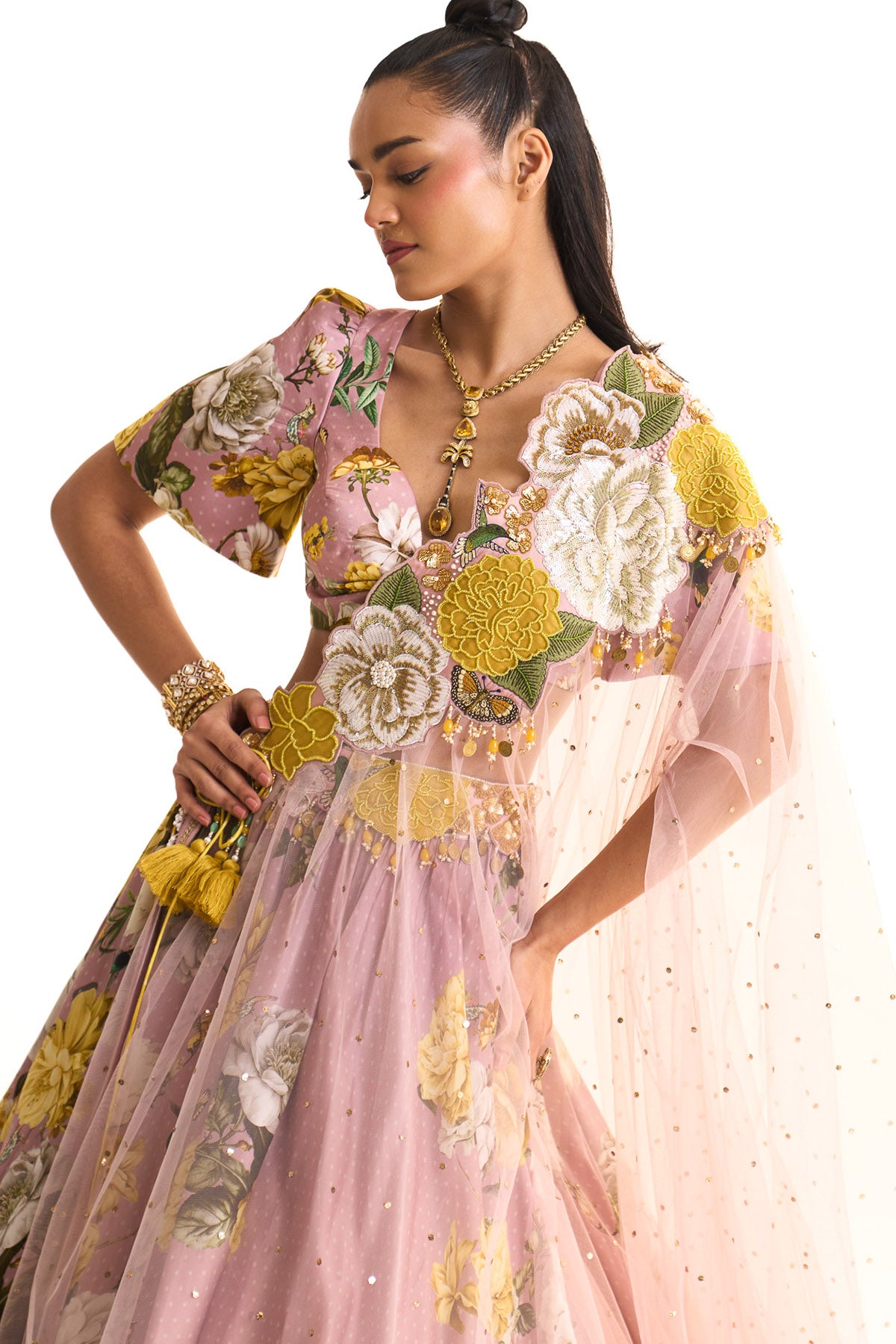 marigold drape & lehenga set