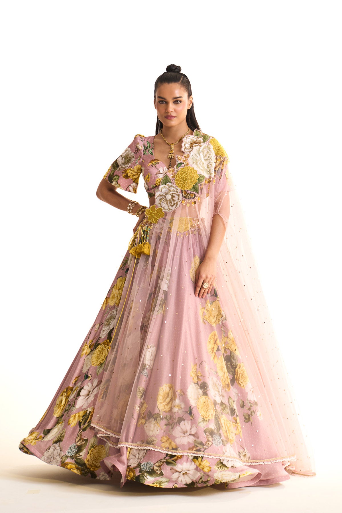 marigold drape & lehenga set
