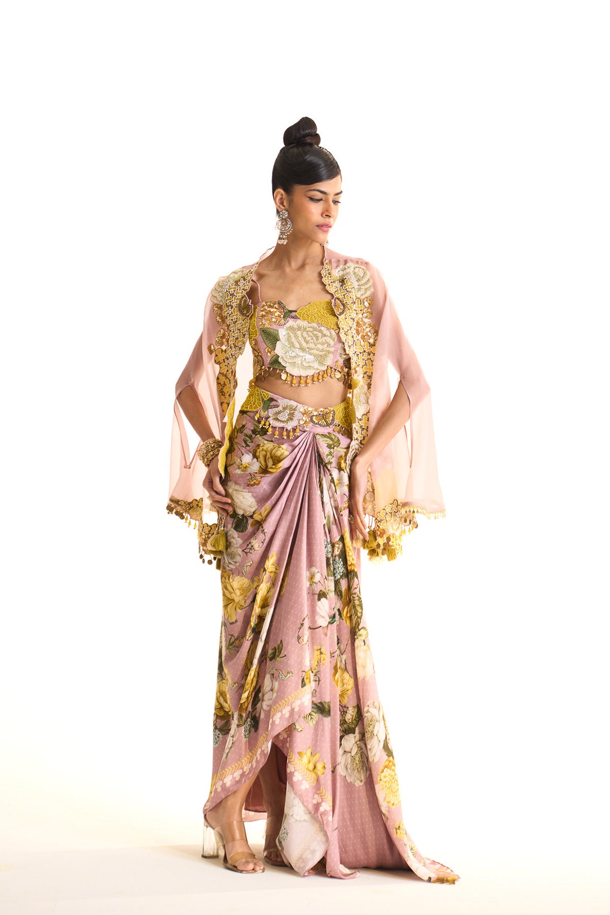 Marigold asymetrical cape & drape skirt set