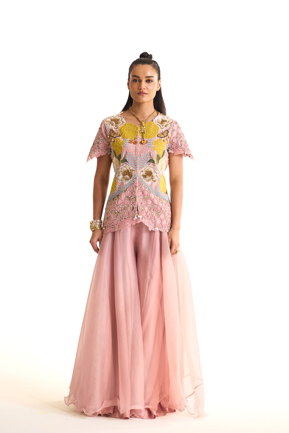 Marigold blossom shirt & sharara set