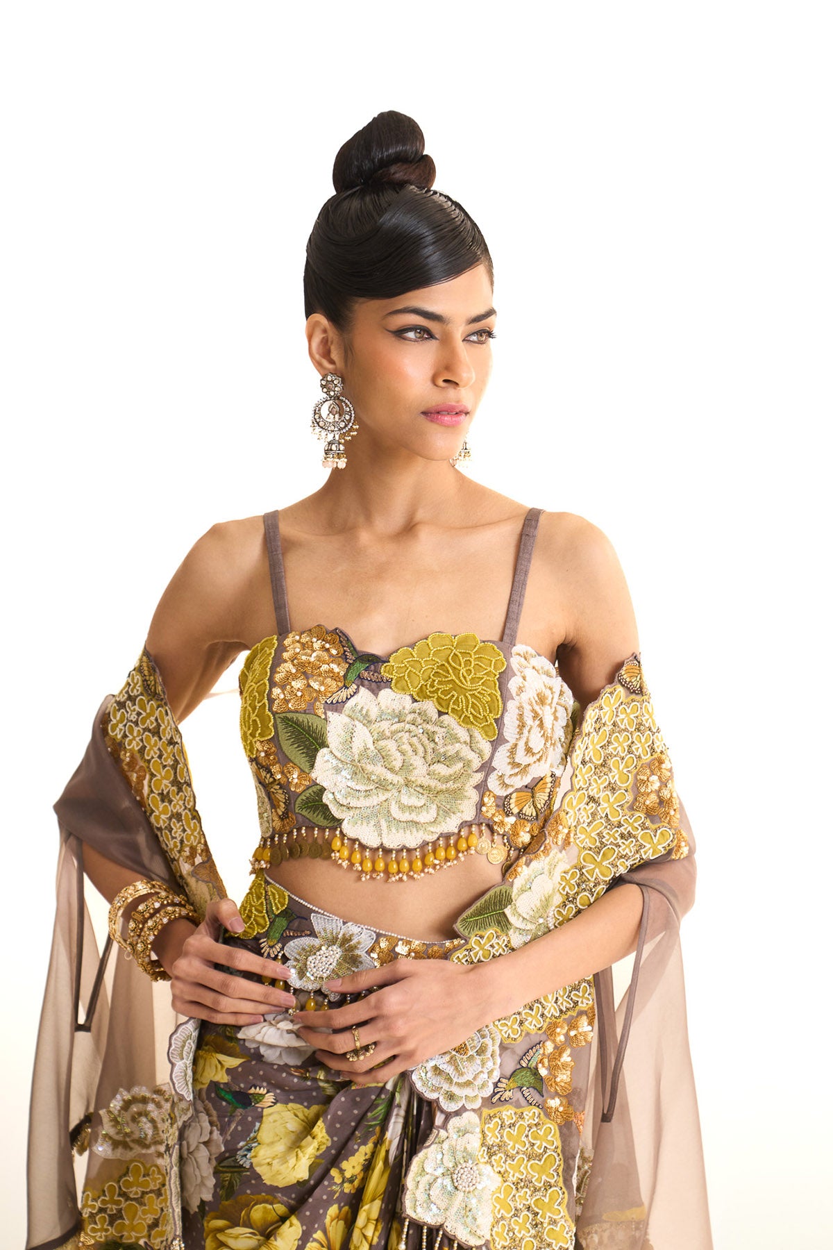 Marigold asymetrical cape & drape skirt set