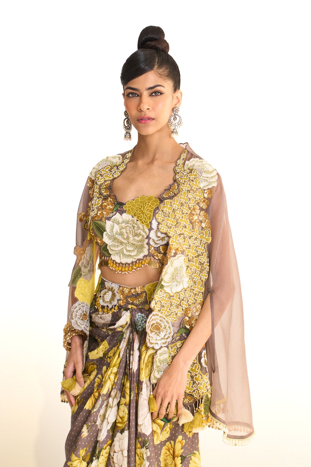 Marigold asymetrical cape & drape skirt set