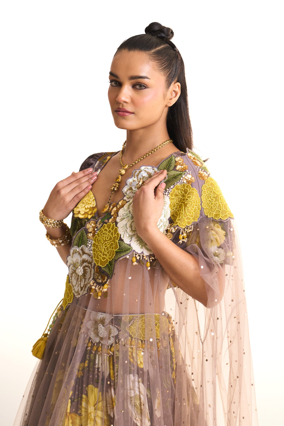 marigold drape & lehenga set