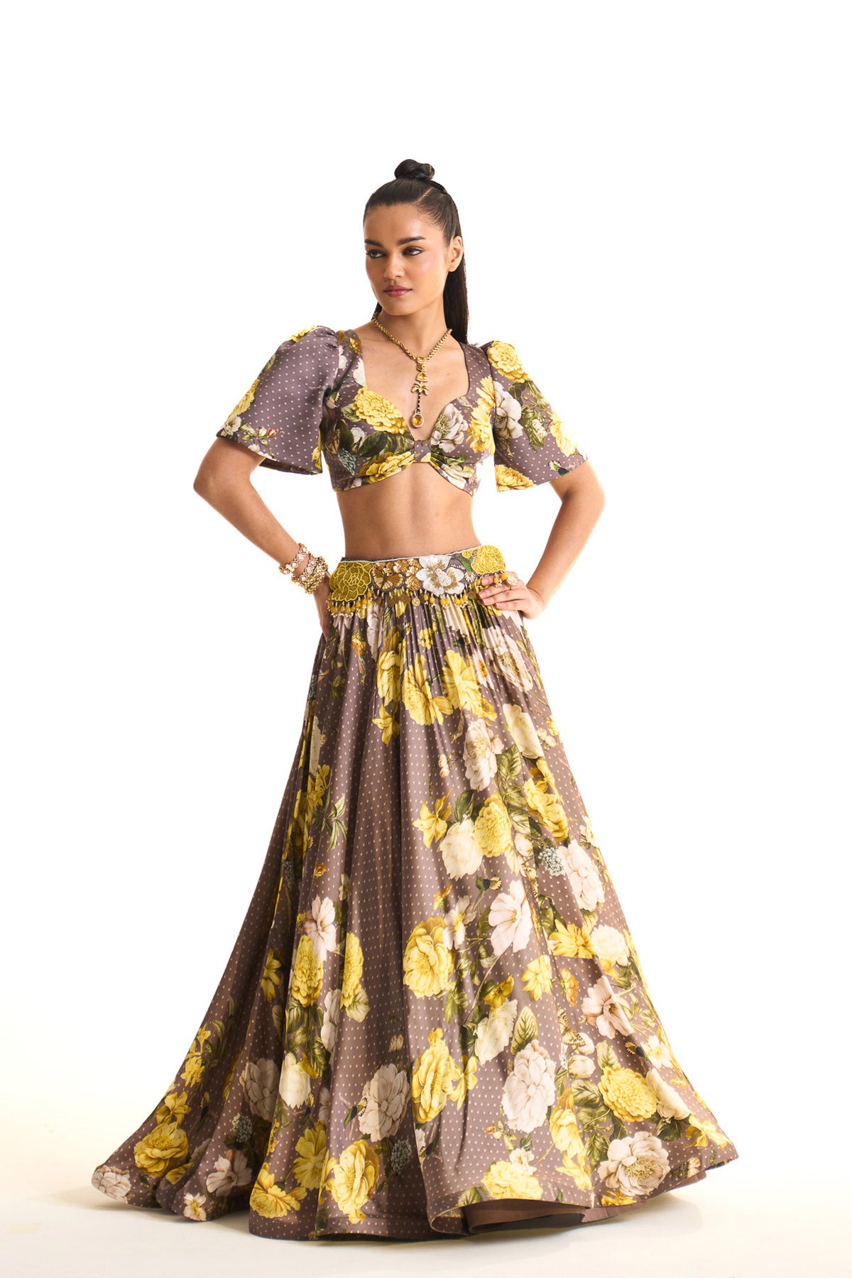 marigold drape & lehenga set