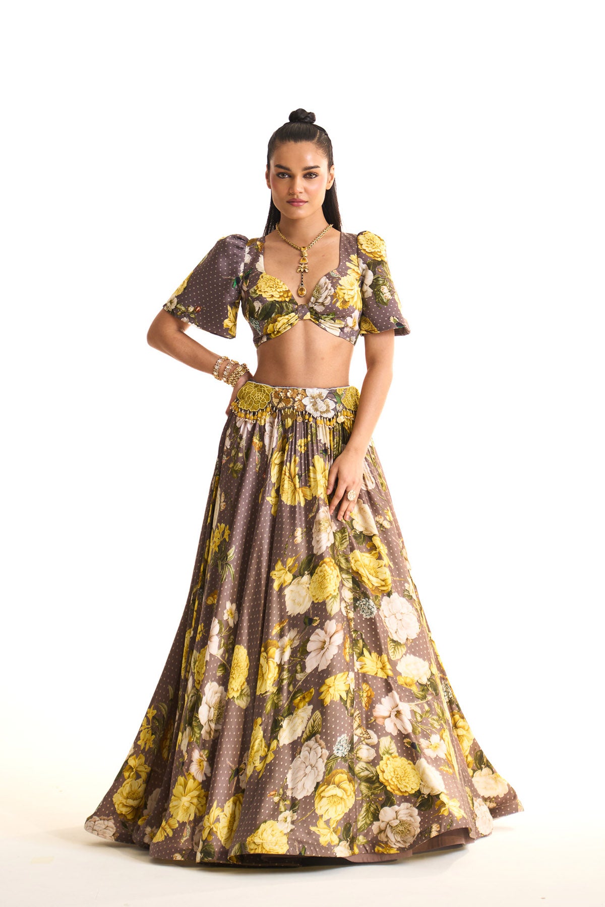 marigold drape & lehenga set