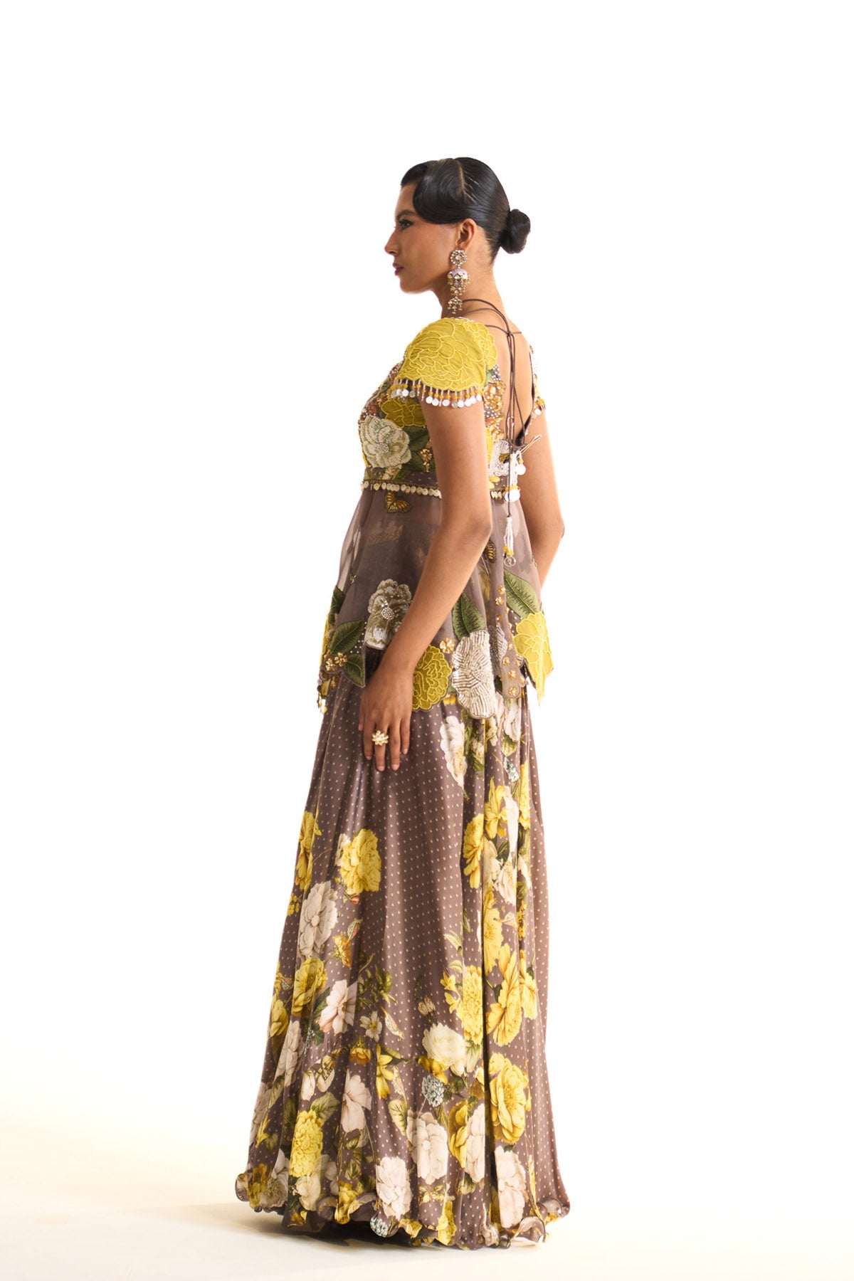 Marigold butterfly garden peplum & sharara set