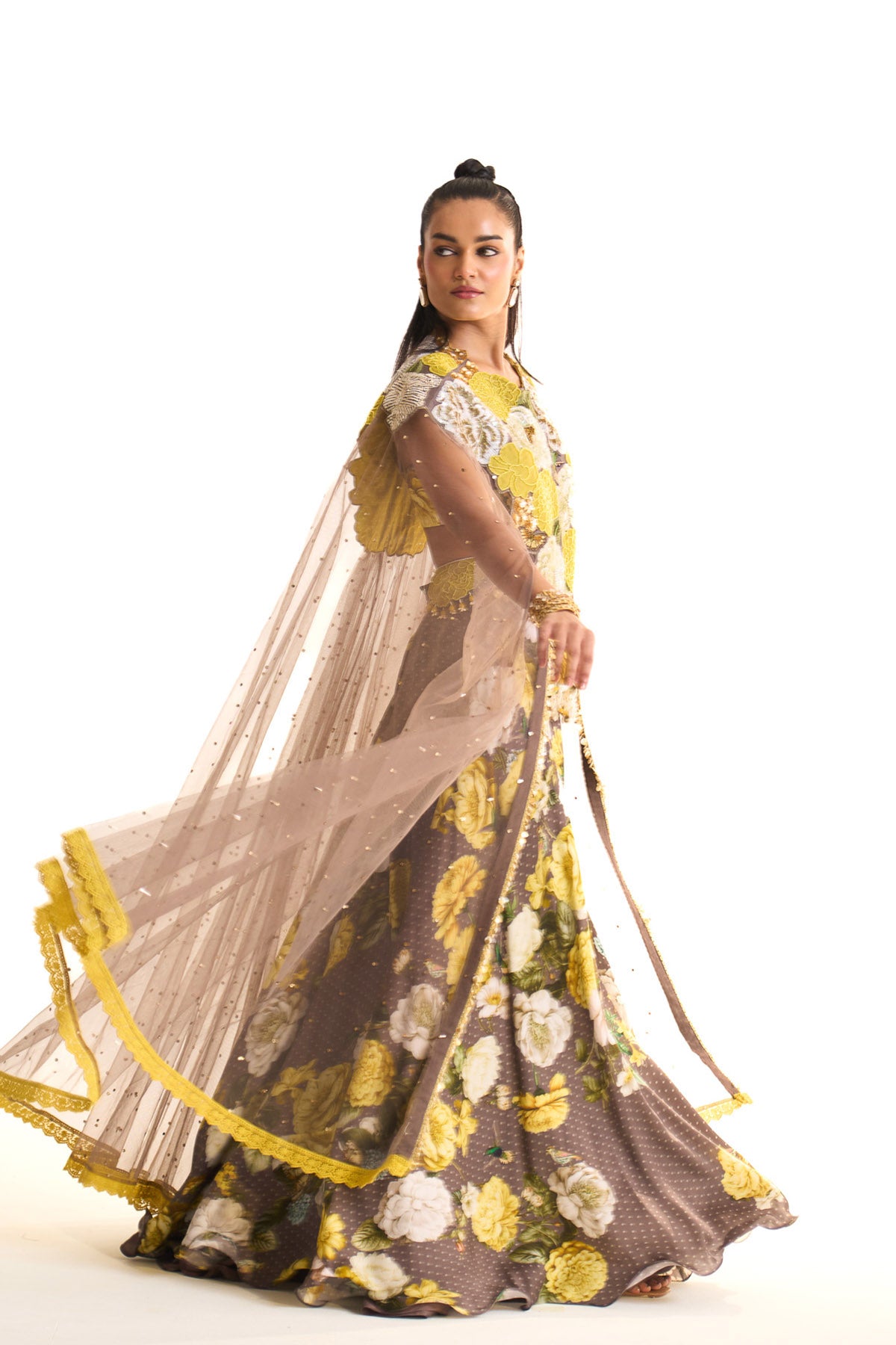 Marigold amber jacket cape & sharara set