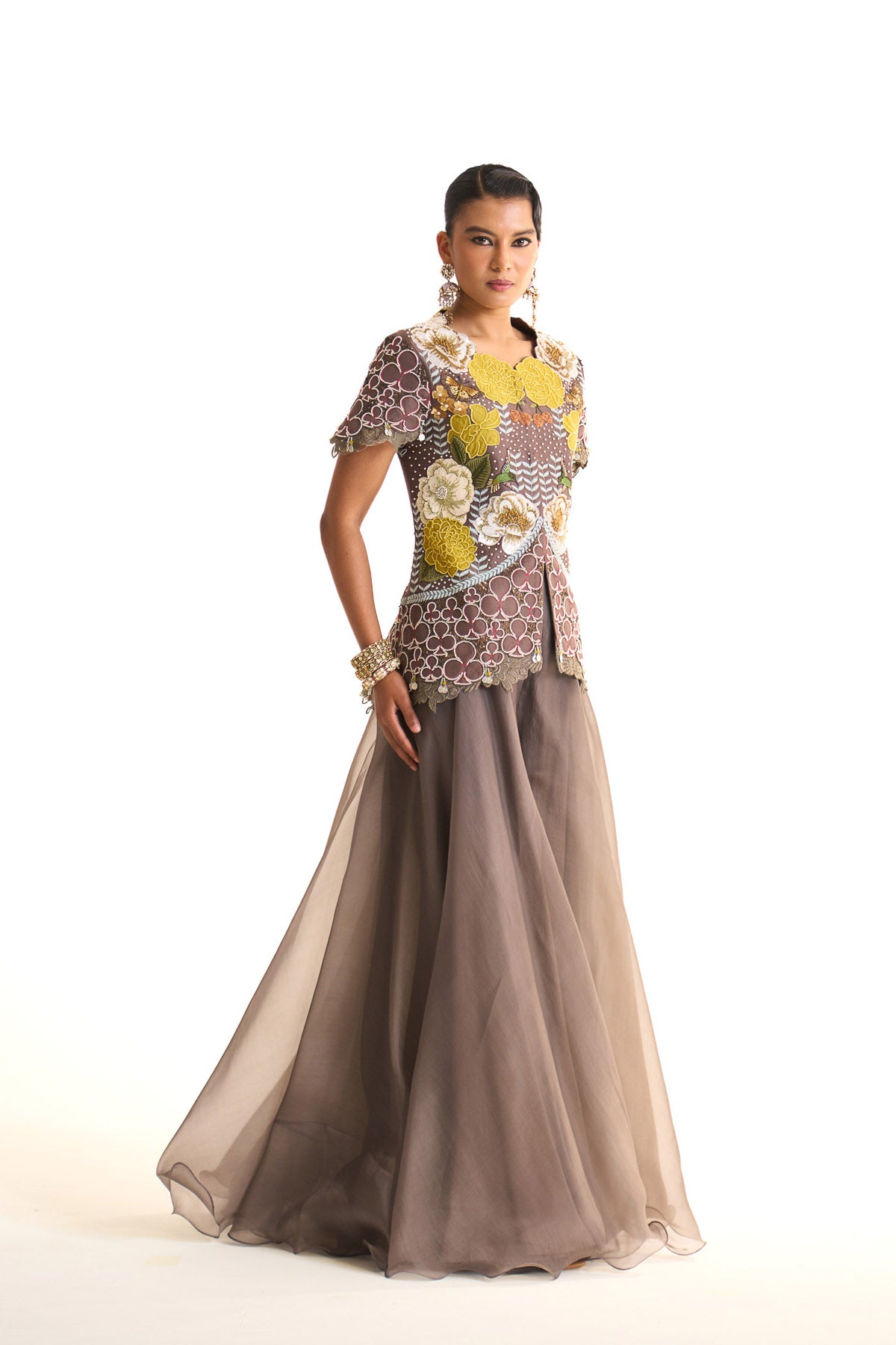 Marigold blossom shirt & sharara set