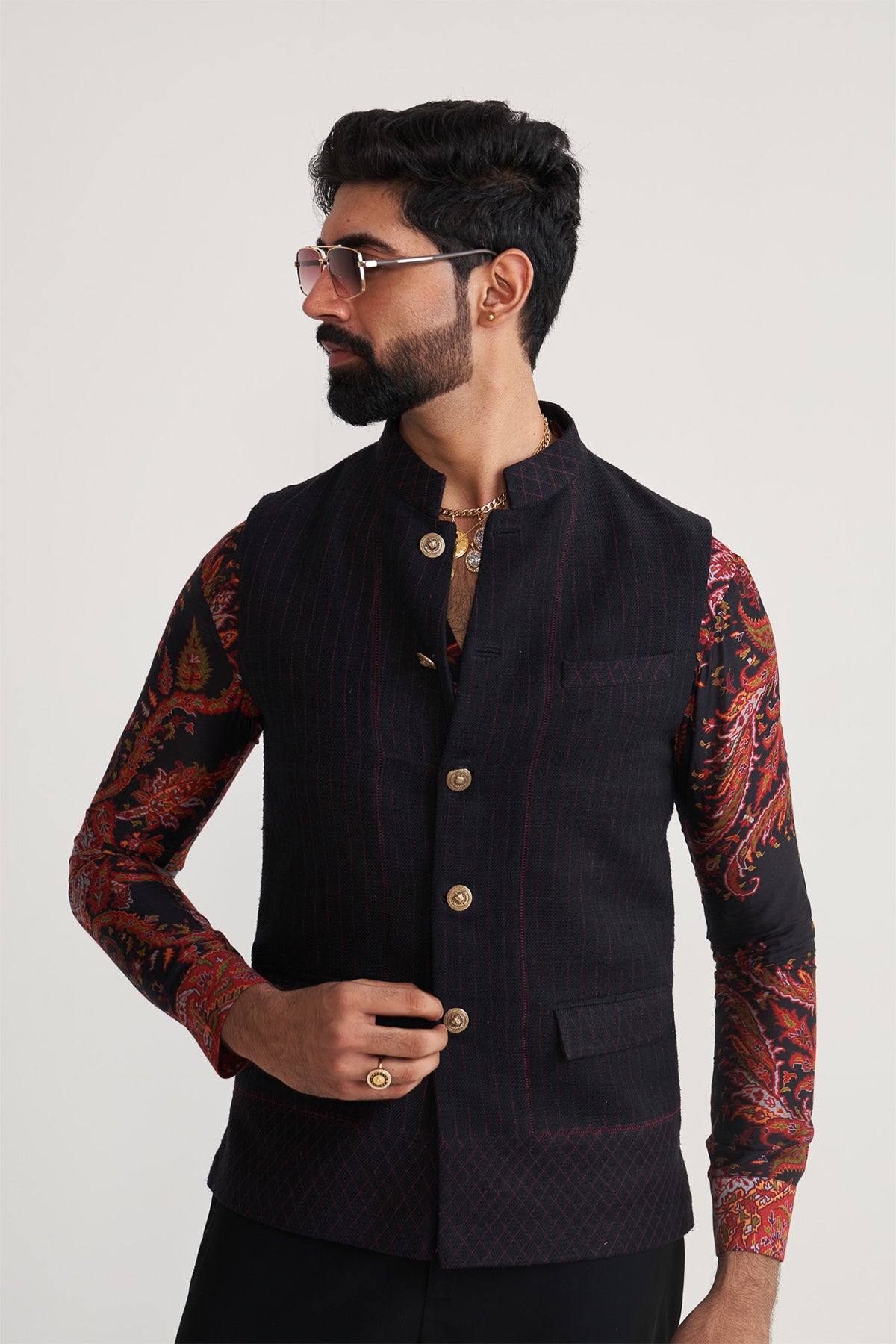 Diamond textured nehru jacket