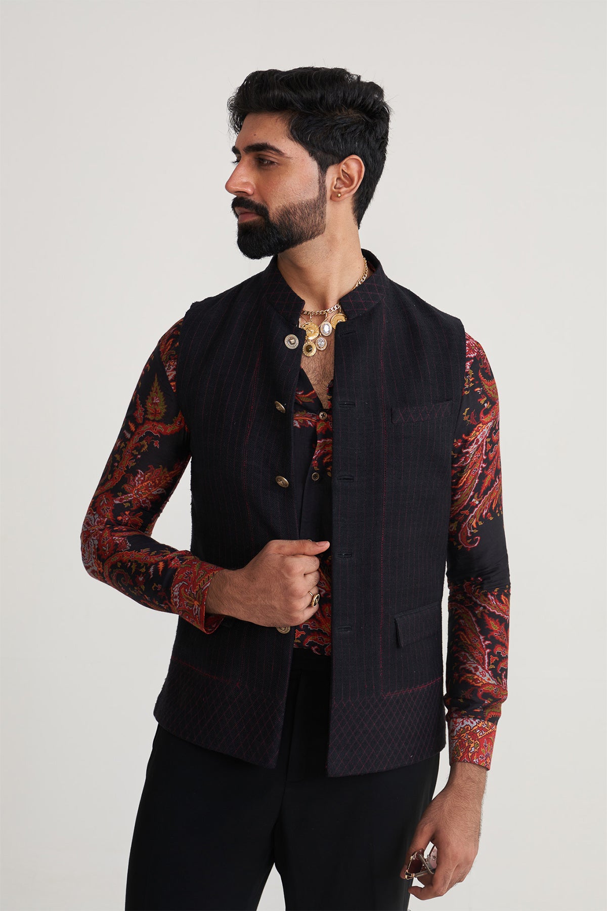 Diamond textured nehru jacket