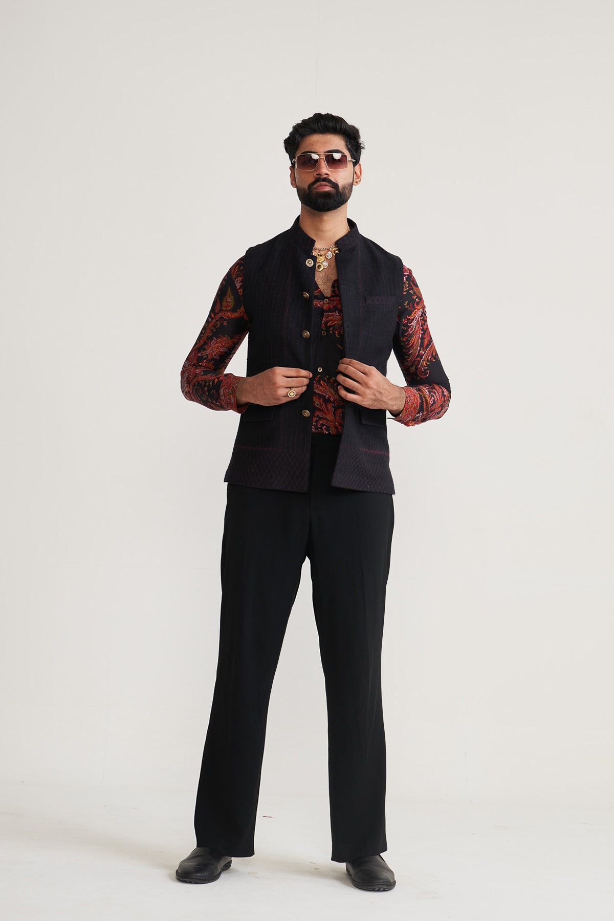 Diamond textured nehru jacket