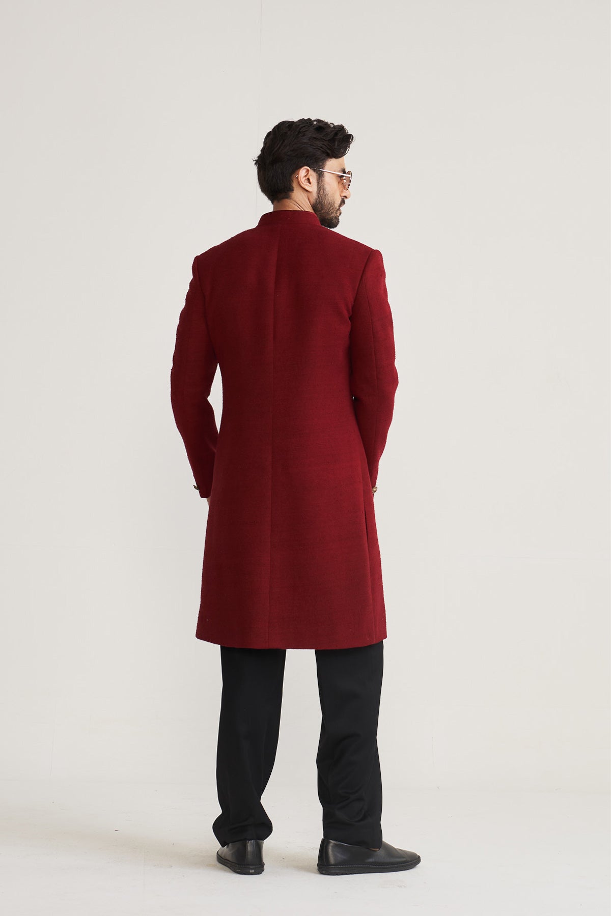 Matka silk maroon achkan