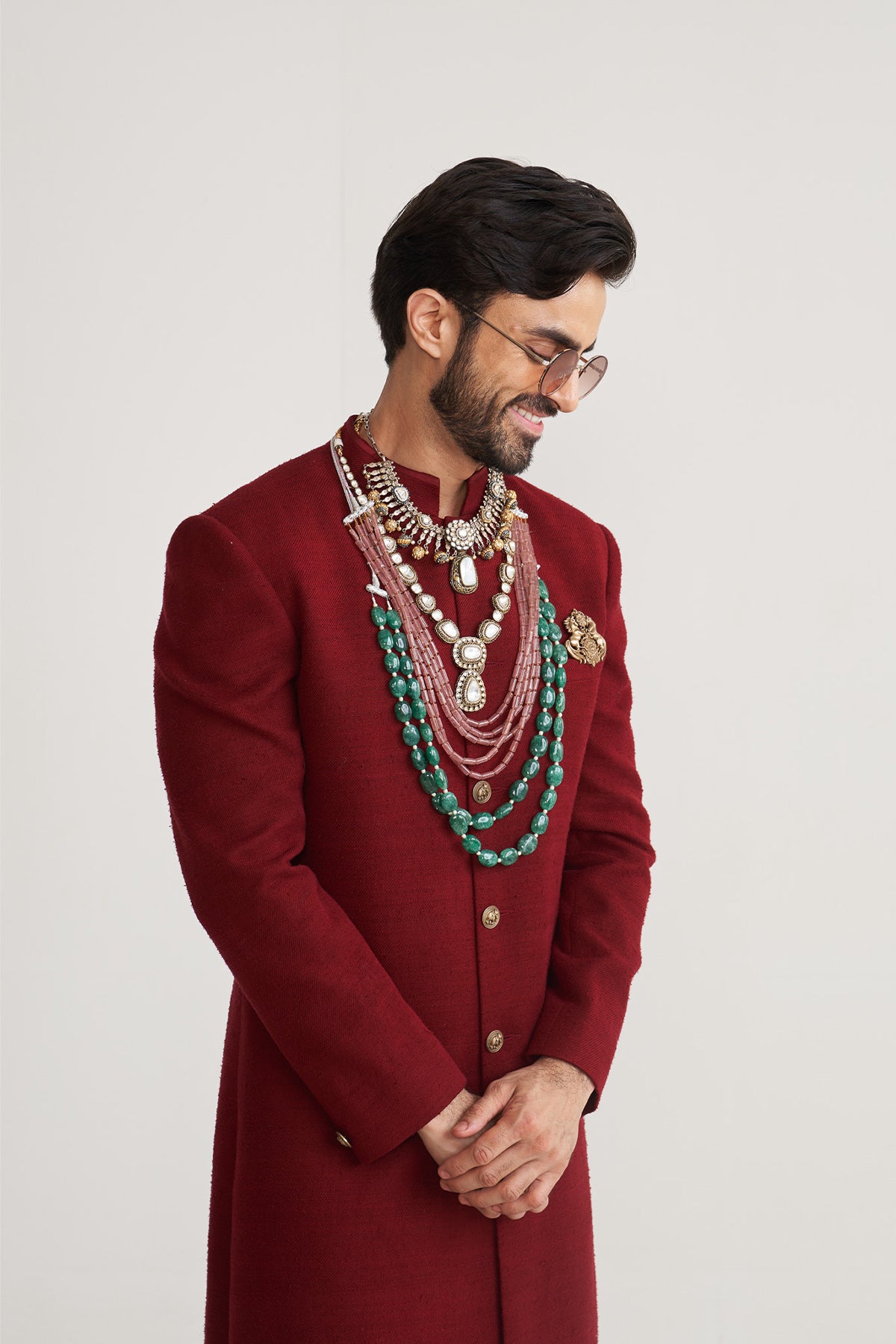 Matka silk maroon achkan